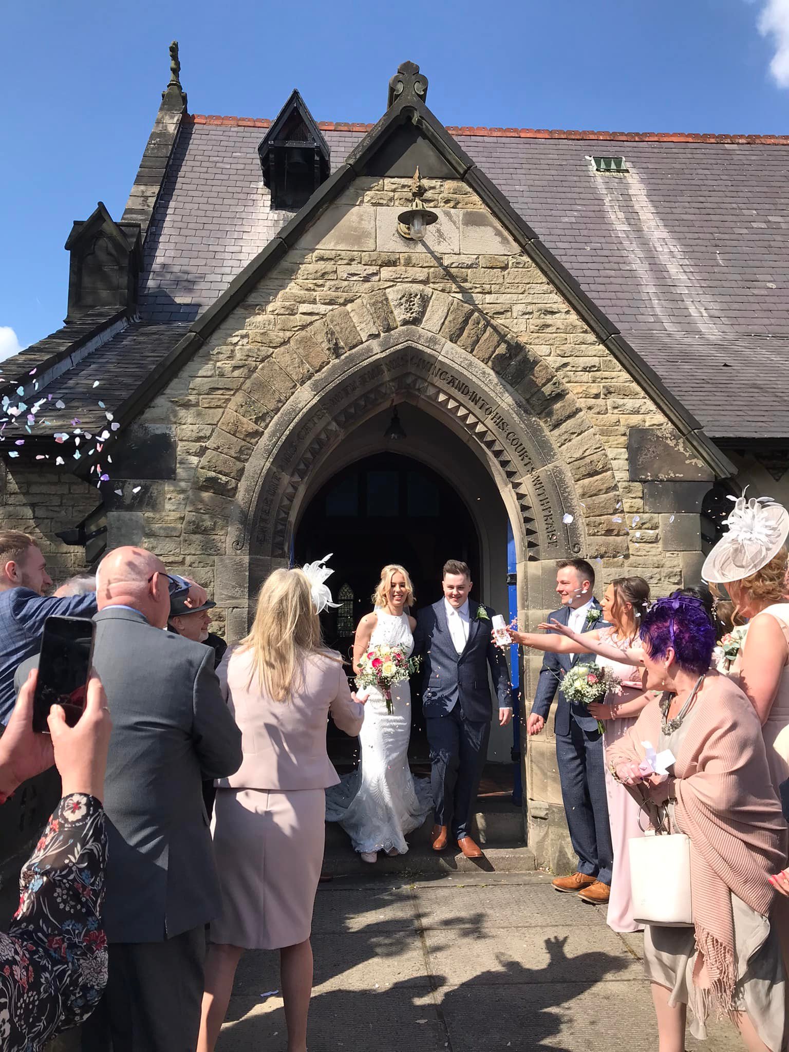 The happy couple coming out of All Saints